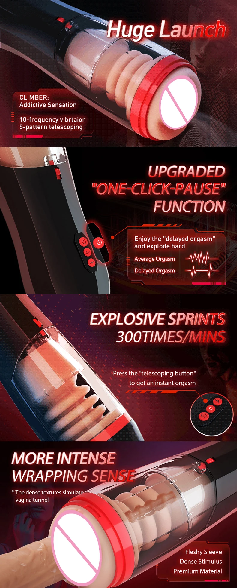 King Kong Automatic Stroker Telescoping Vibrating Masturbator Masturbation Cup