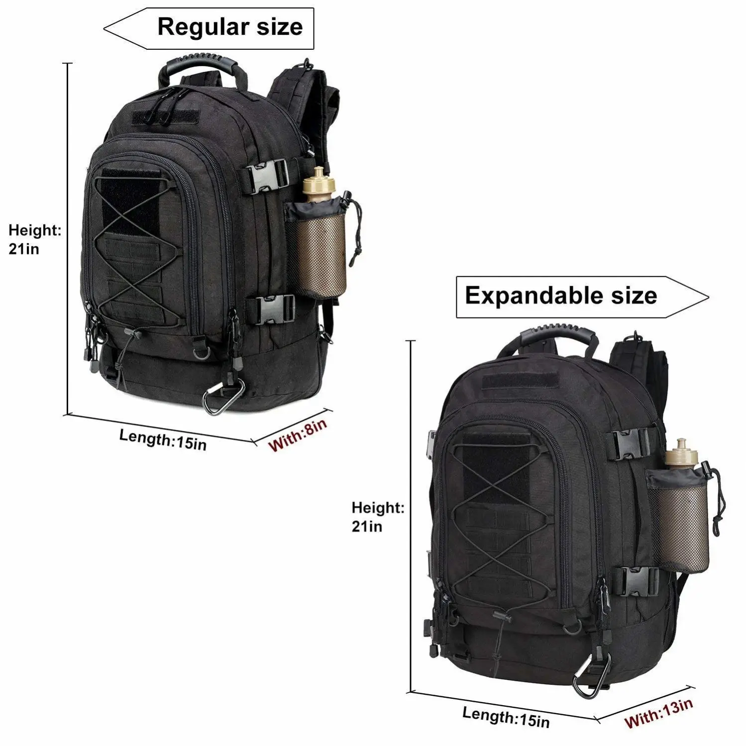 65L Custom Waterproof Black Traveling Hiking Camping Bug Out Tactical Range Molle Bag Backpack Rucksack