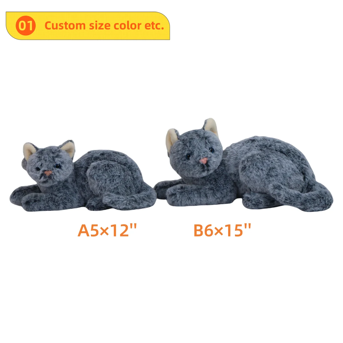 Lifelike plush cats Lying down stuffed animal cat toy handmade realistic cat toys for children custom plush toys factory