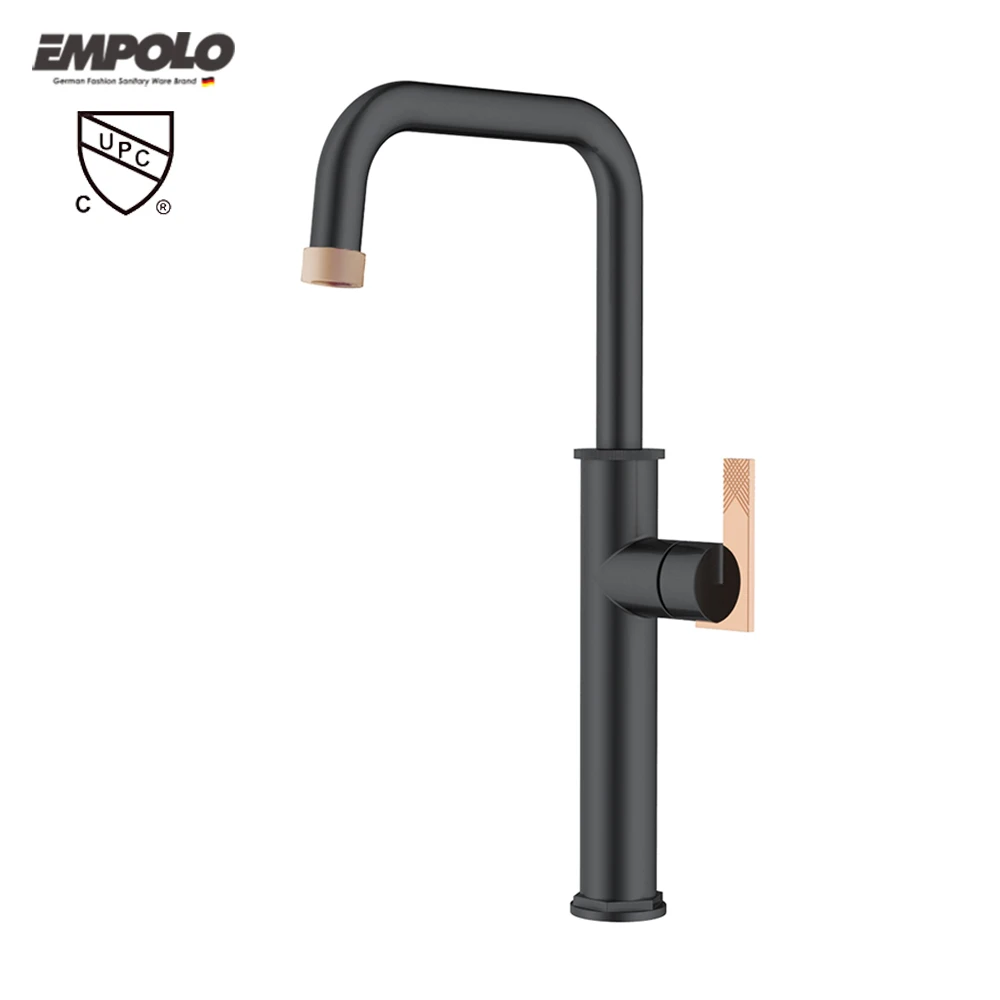 Kaiping factory tall faucets for bathroom basin faucet black and gold brass vanity faucet