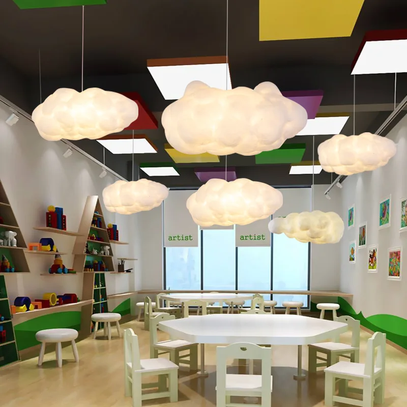 Ceiling hanging lamp cafe white cloud chandelier lighting led bar hotel home decorative pendant light kitchen dining room