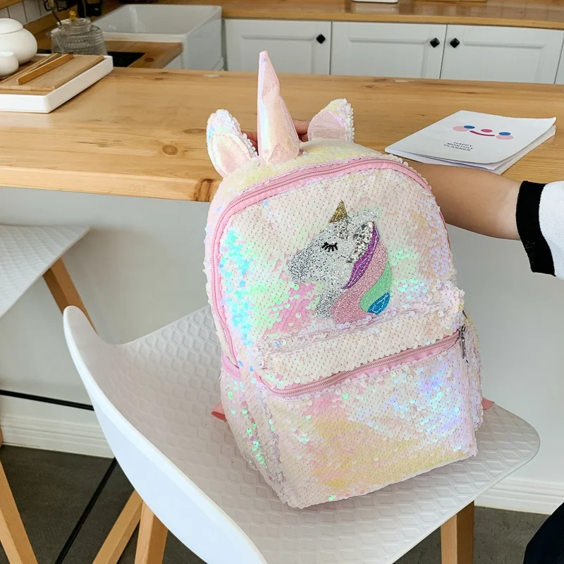 
 Cartoon Sequins Child Book Bag School Backpack Boy Pony Cute My Little Horse Kids Girls Trendy Kindergarten Backpack School Bags  