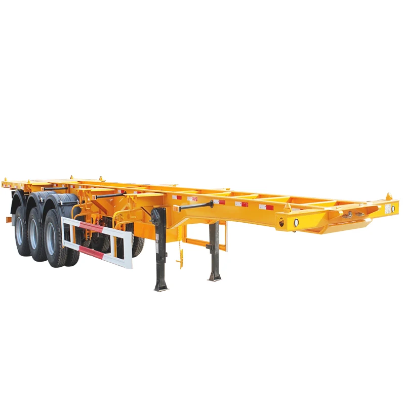 China Export 3 Axles 40 Ft 20 Ft Container Chassis Skeleton Semi Trailer For Sale