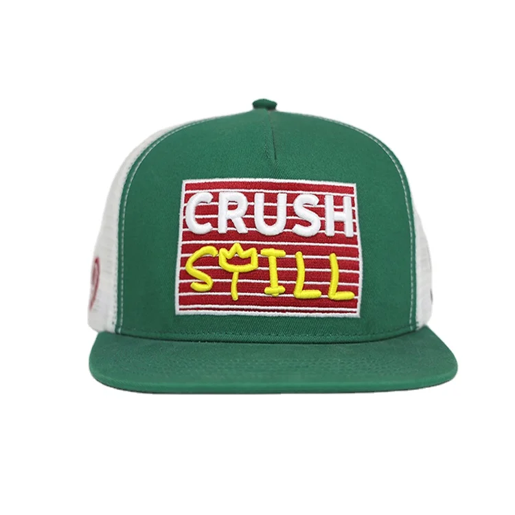 Custom 5 panel cotton 3D embroidery mesh trucker cap