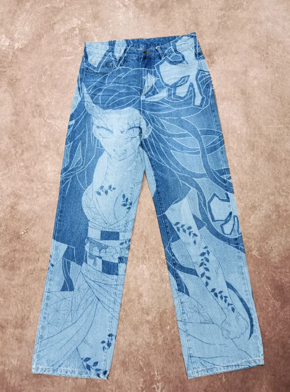 AeeDenim Denim Manufacturer Hand Painted Jeans All Over Print Denim Y2k Jeans Men