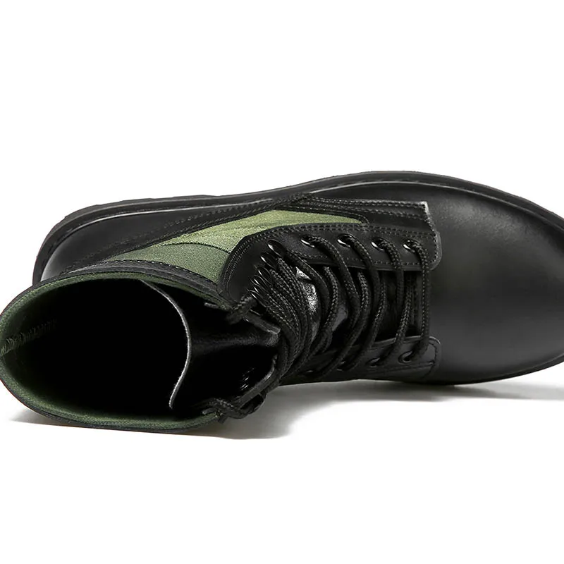 split cow leather with canvas upper rubber sole with sewing combat tactical combat boots for cambodian tactical