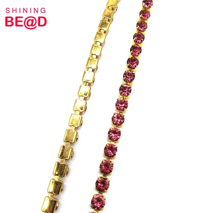 Высококачественная красочная позолоченная цепочка SS29 со стразами для украшения одежды из нержавеющей стали 18