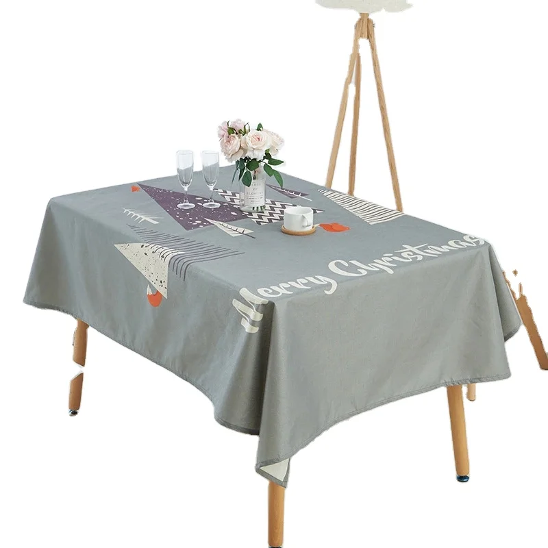 
New Christmas decoration family kitchen snow pattern square linen table cloth wholesale 