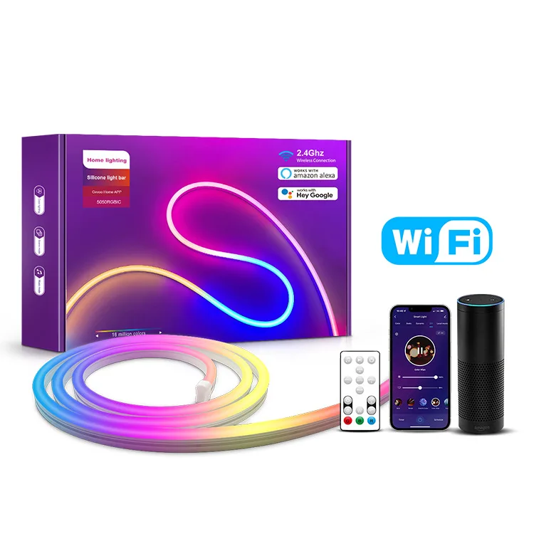 Wifi Alexa светодиодные полосы света ip68 гибкие светодиодные полосы света, умные светодиодные неоновые гибкие полосы гладкого освещения diy кабель