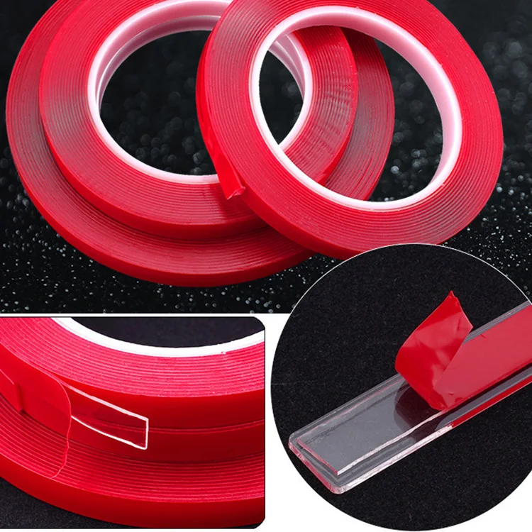 Customized Size Red Transparent Nano Reusable Tape Acrylic Clear Double Sided Adhesive Nano Tape