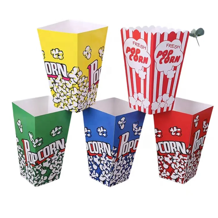 Wholesale custom printed disposable paper popcorn cup tub Hot sale take away food box packaging box for fried chicken and chips
