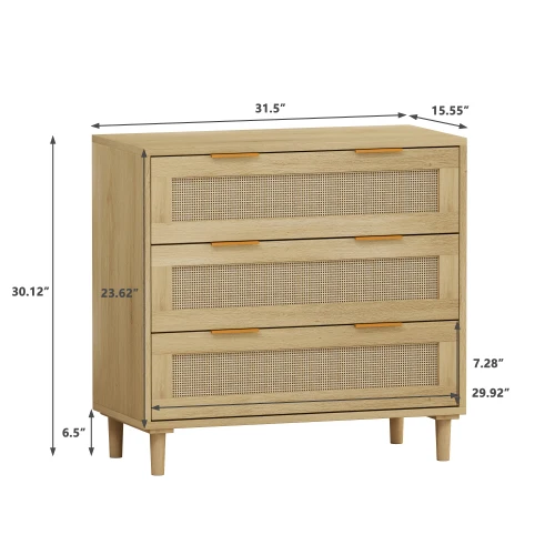 Nature 3 Drawers Rattan Luxury Home Rattan Drawer 2 Sets Wooden Storage Cabinet