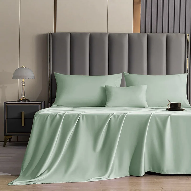 Summer Bedding Home Textile Bamboo FIber Bedding Sheet Sets Tencel Super KIng Size 260*280cm Cool Soft Linens Morden Solid