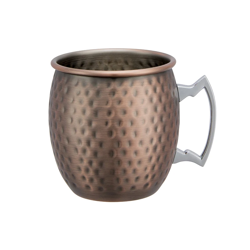 550ML Stainless Steel Mug Antique-copper Plated Hammered Moscow Mule Mug Gift Drinking Mug Set