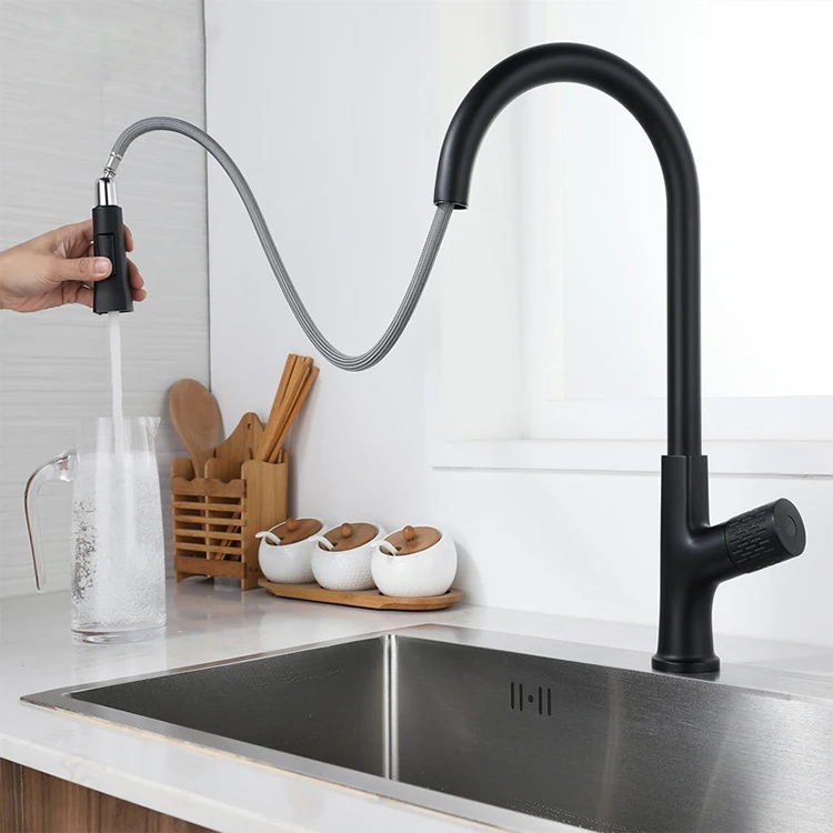 360 Rotatable Touchless Motion Sensor Pull Down Kitchen Faucet  with 2 Modes Sprayer