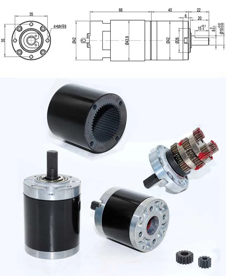 DC 6V/12V/24V High Torque Gear Motor  Electric Motor 7/12/22/35/45/66/107/200/320/600/960RPM  Servomotor de motor