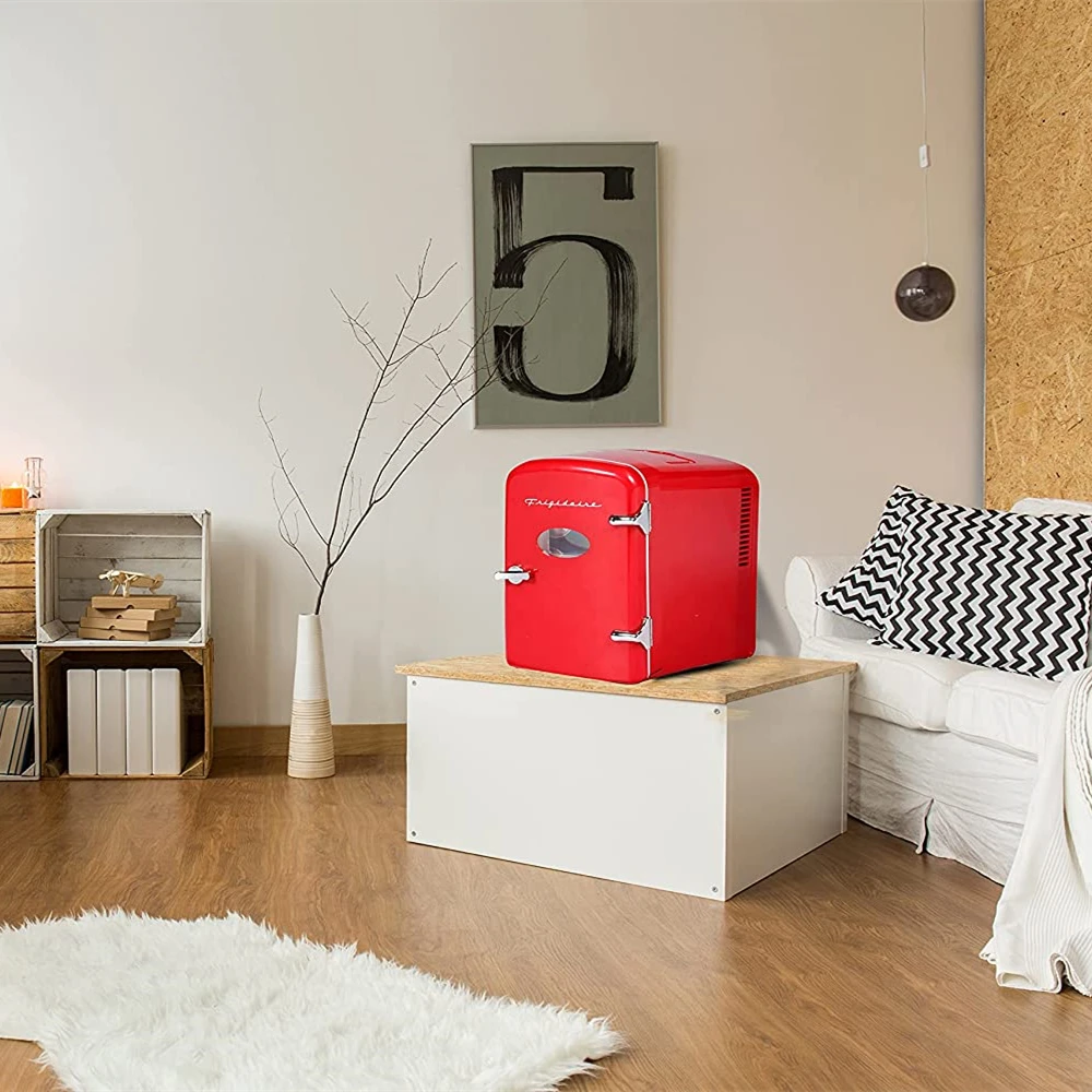 Mini Fridge AC/DC Small Refrigerator with Glass Front for car bedroom