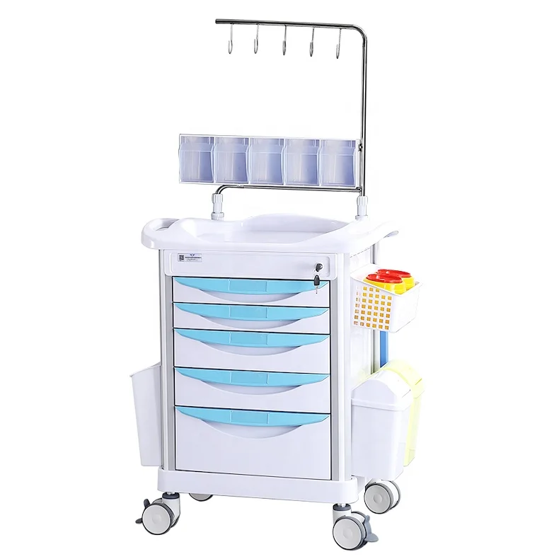 Manufacturers wholesale ABS infusion anesthesia trolley with drawer rescue silent universal wheel hospital treatment trolley