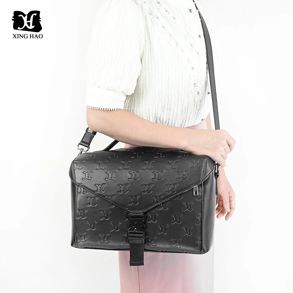 Custom Professional Black Vegan Leather Mirrorless Shoulder Camera Bag for Photography