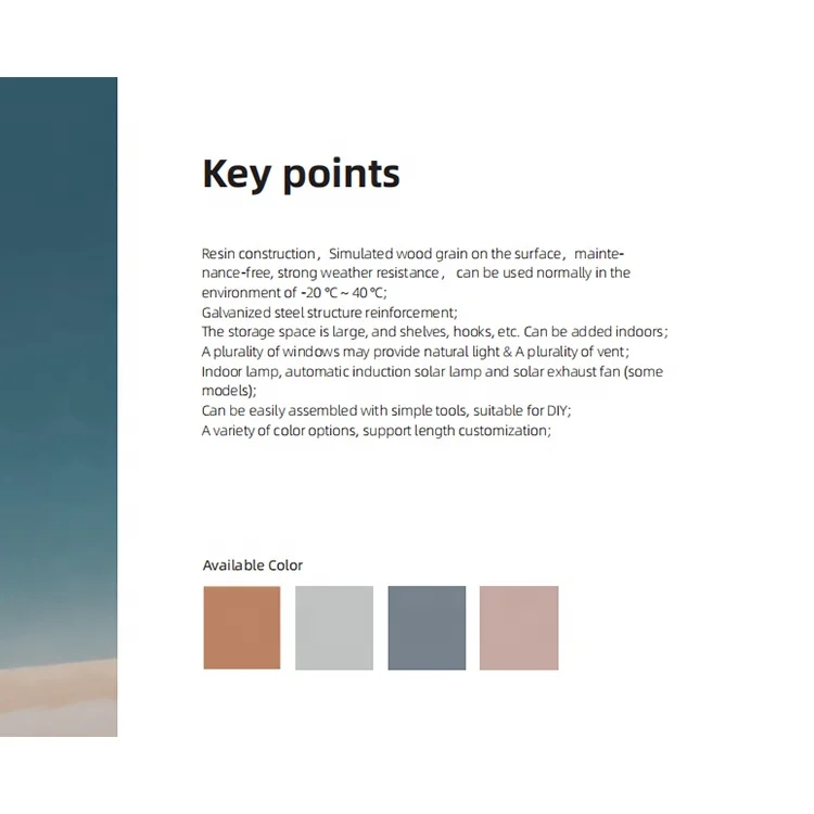 Factory Direct Sale Outdoor House Garden Tools Storage Metal + Plastic Yard Shed