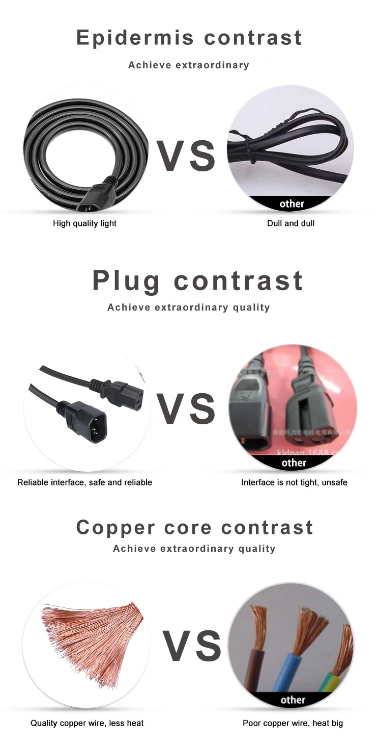 Ac 10A 250V 3 Pin Prong Extension cord Iec C14 To Plug  C13 ac Power Cord Cable