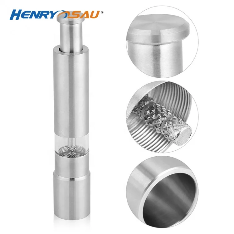 Nonslip Manual Pull Down Stainless Steel Core Acrylic Sea Salt And Pepper Grinder Set