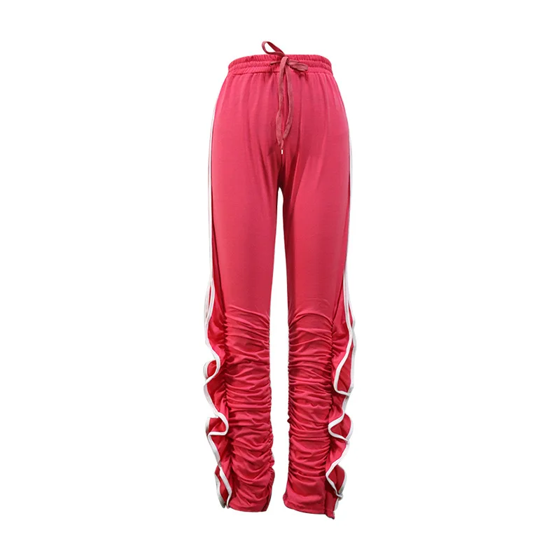 Wholesale Hip Hop Designer Ruffle Pants Extended Sweatpants Stacked Split Trousers Women