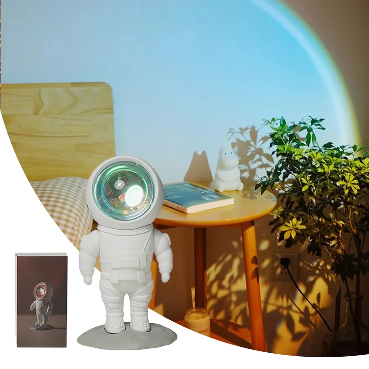 New Product Astronaut 360 Degree Rotation Night Light Rechargeable LED Touch Sunset Rainbow Projector Lamp For Living Room