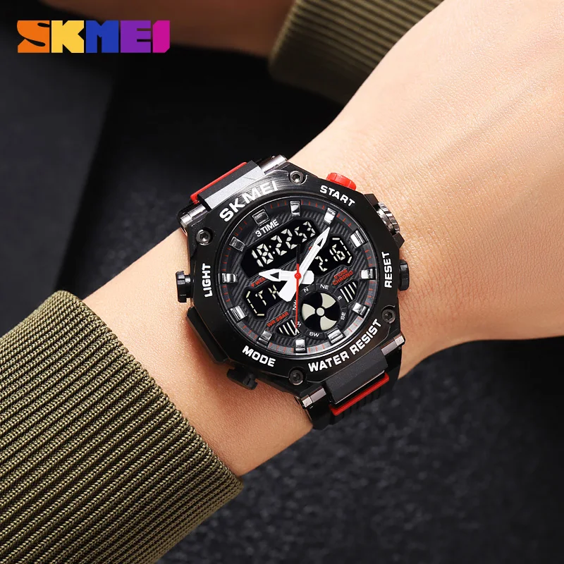 Skmei 2223 custom face  gents quartz watch stylish Silicone band double display Chronograph character business wrist watch