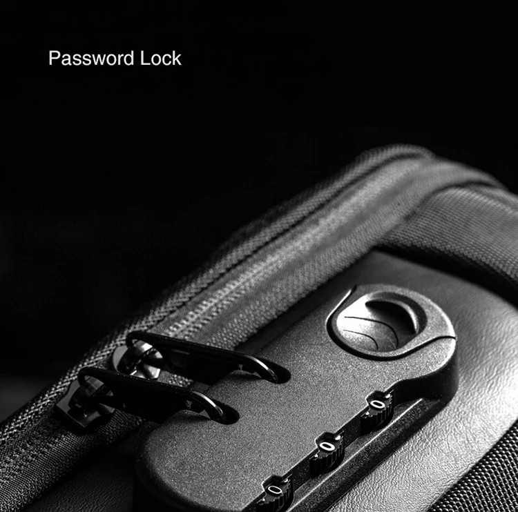 Wholesale Digital Products Carrying Bag Driving Waterproof Daypack Anti Theft Chest Bag With Password Lock Charging Port For Men