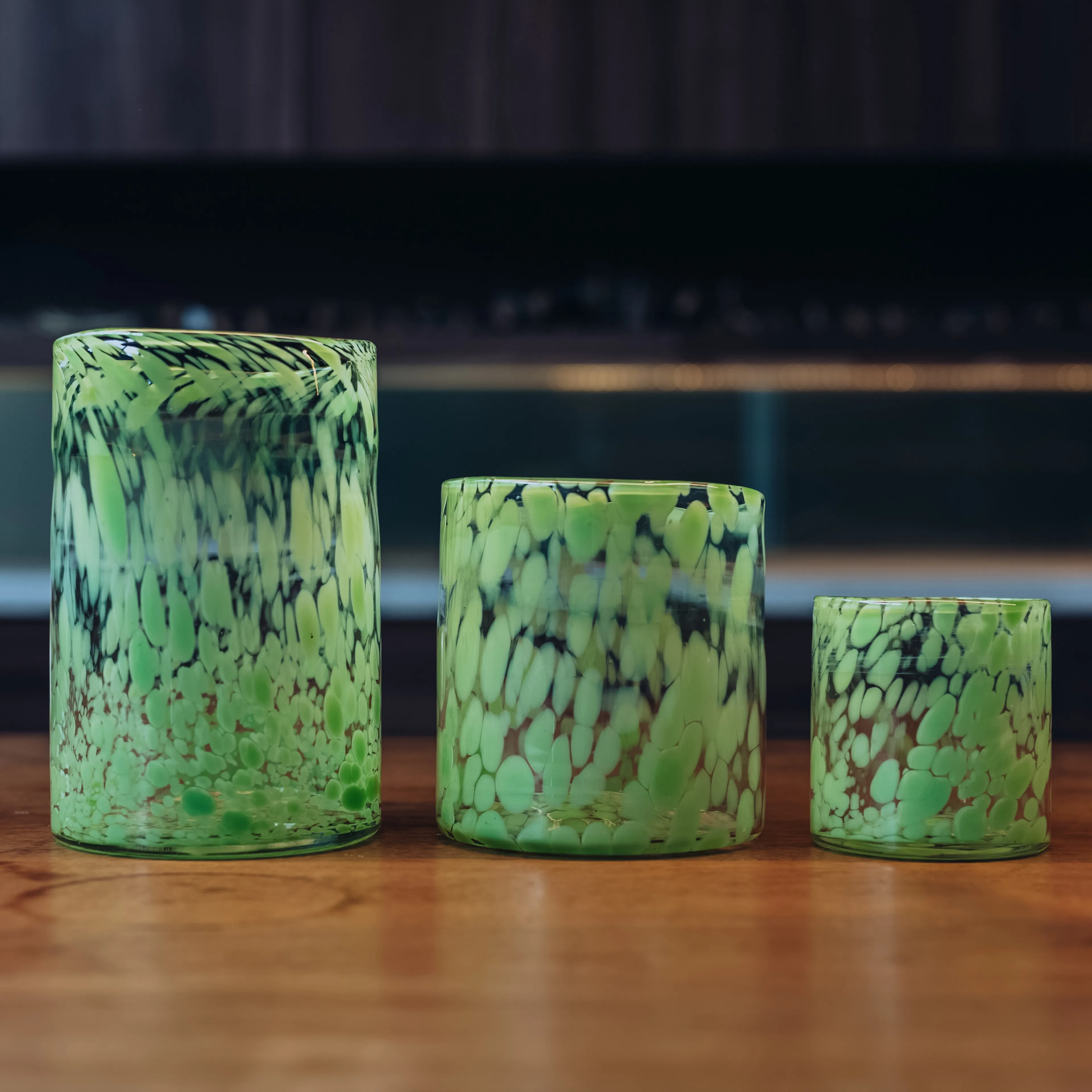 Luxury  Leopard Design Hand Blown Custom Round Bottom Clear With Colored Spot Glass Candle Jars