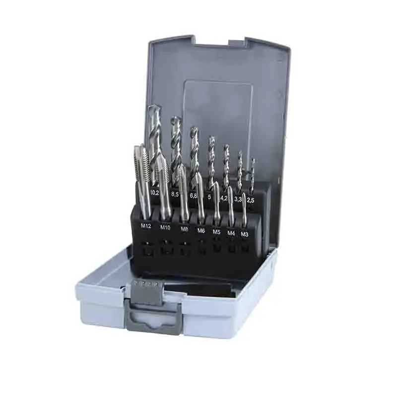 14Pcs Metric Machine Tap and HSS Drill Bit Set for Hole Drilling Thread Making in Plastic Box