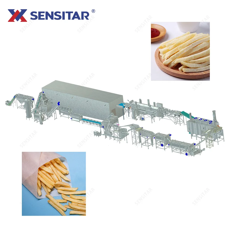 Trade Assurance Automatic French Fries Machine 2000kg Half-Fried Potato Production Line for Potato Processing Plant