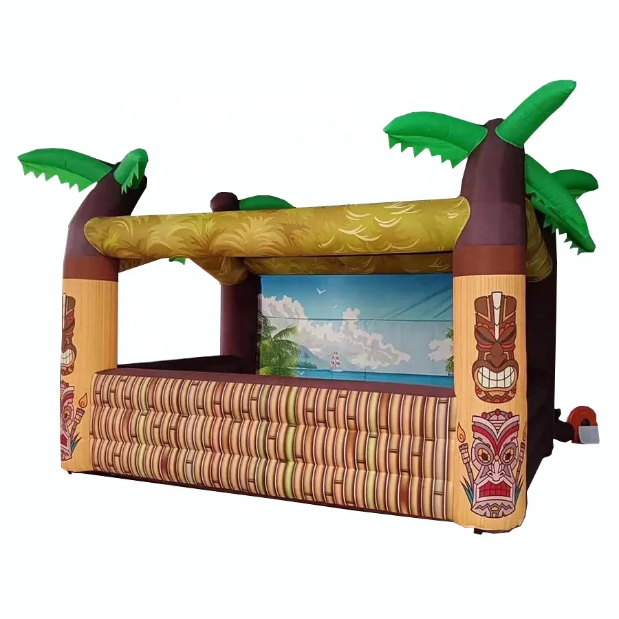 3mLx2.5mHx3mH Outdoor Portable Inflatable Tiki Bar Booth for Backyard Beach Party Event Serving Inflatable Pub Tent