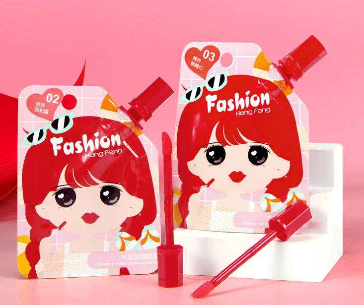 Симпатичные Желе дизайн упаковки водянистой текстурой 4 вида цветов легкие удобные глянцевый блеск для губ изготовленным на заказ логосом метка частного назначения
