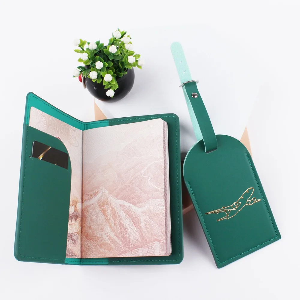 Wholesale Pu Leather Passport Cover Card Holder Low Price Travel Passport Cover And Luggage Tag Set Passport Holder