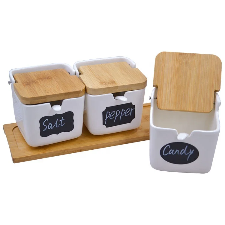 Salt And Pepper Ceramic Seasoning Jar Set Nordic Kitchen Ceramics Seasoning Box Three Piece Set Ceramic Spice Jar