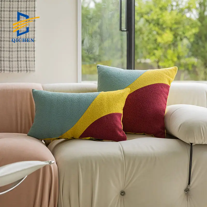 Innermor Splice three colors Throw Pillow Case Soft Minimalist design style 12x20 18x18 Inches Cushion Cover For Home Decor