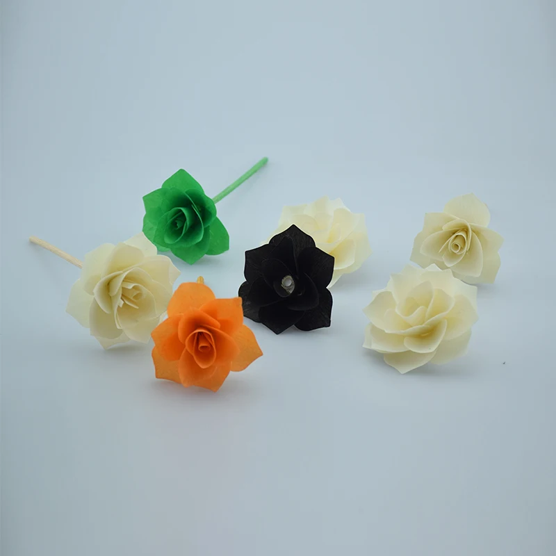 Factory Direct Price Flowers Diffuser Handmade White Wooden Camellia Sola Flower Diffuser