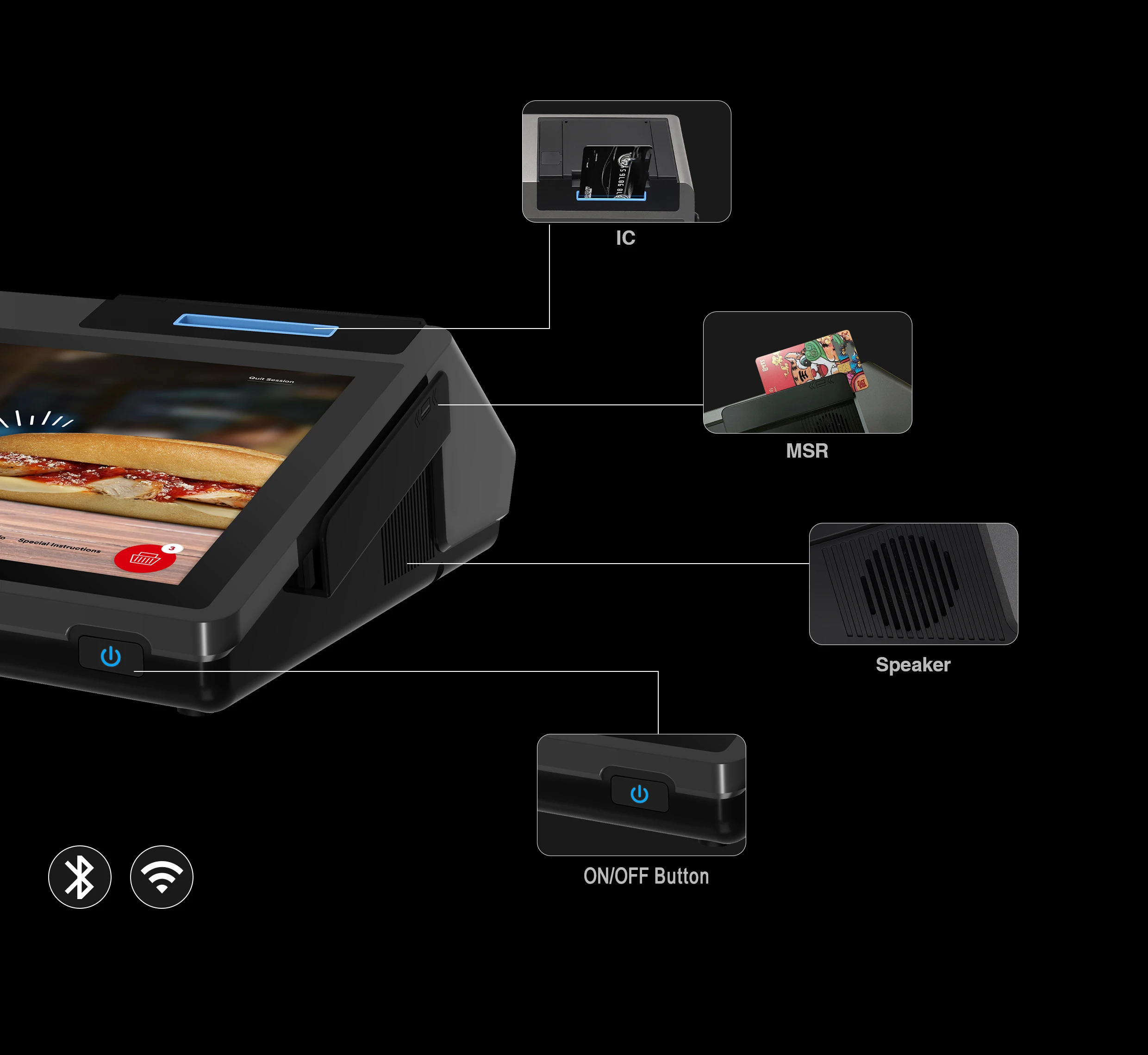 Supermarket Pos Terminal Receipt Printer Sale Tablet PC Android System NFC Cheap Restaurant Pos System