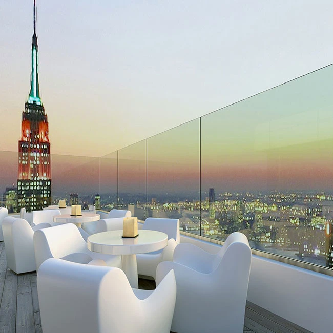 External terrace fencing railing frameless glass porch deck balustrade aluminium U channel clamp deck balcony railing