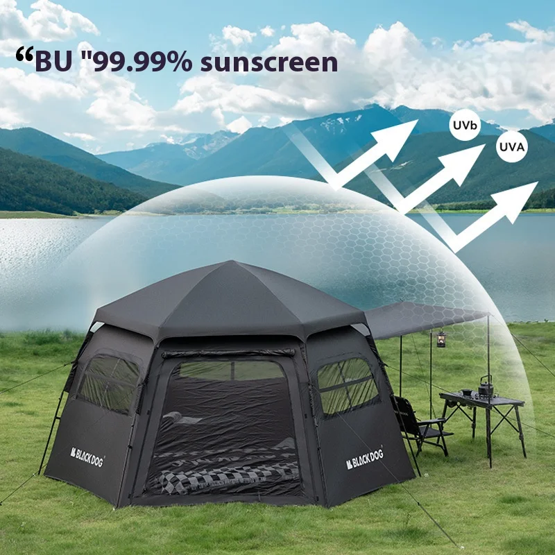 Outdoor hexagonal automatic fast open camping tent portable folding vinyl sun and rain protection