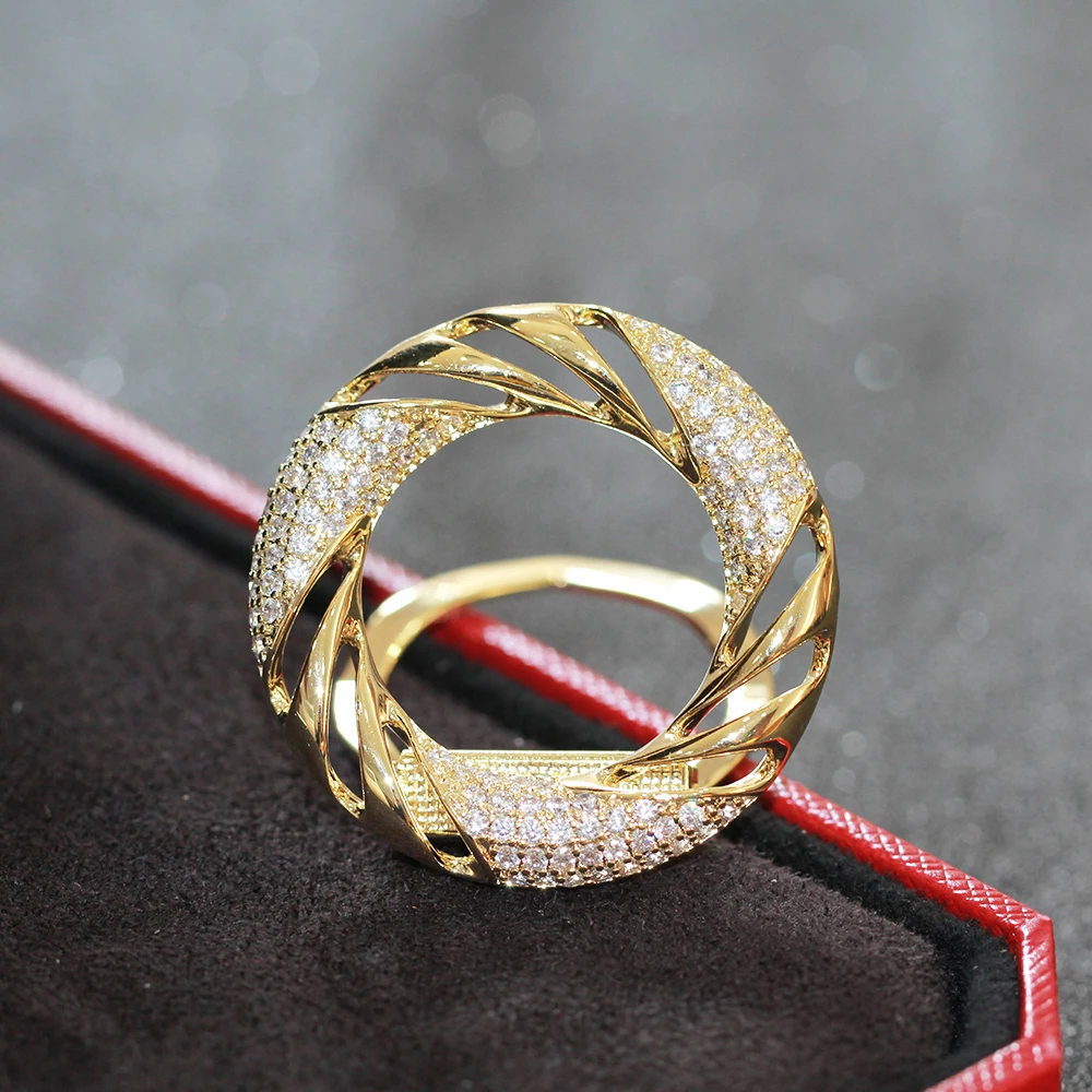 Interlocking personality fashion micro-inlaid zircon ring silk scarf buckle brooch a dual-use clothing accessories