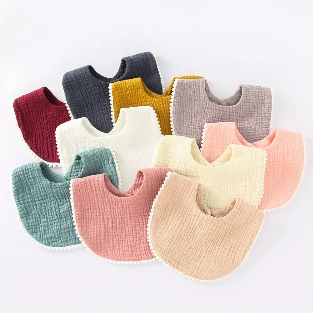 Colorful Baby Bibs Organic Cotton  Lace Muslin Baby Bibs Waterproof Baby Bib Apron