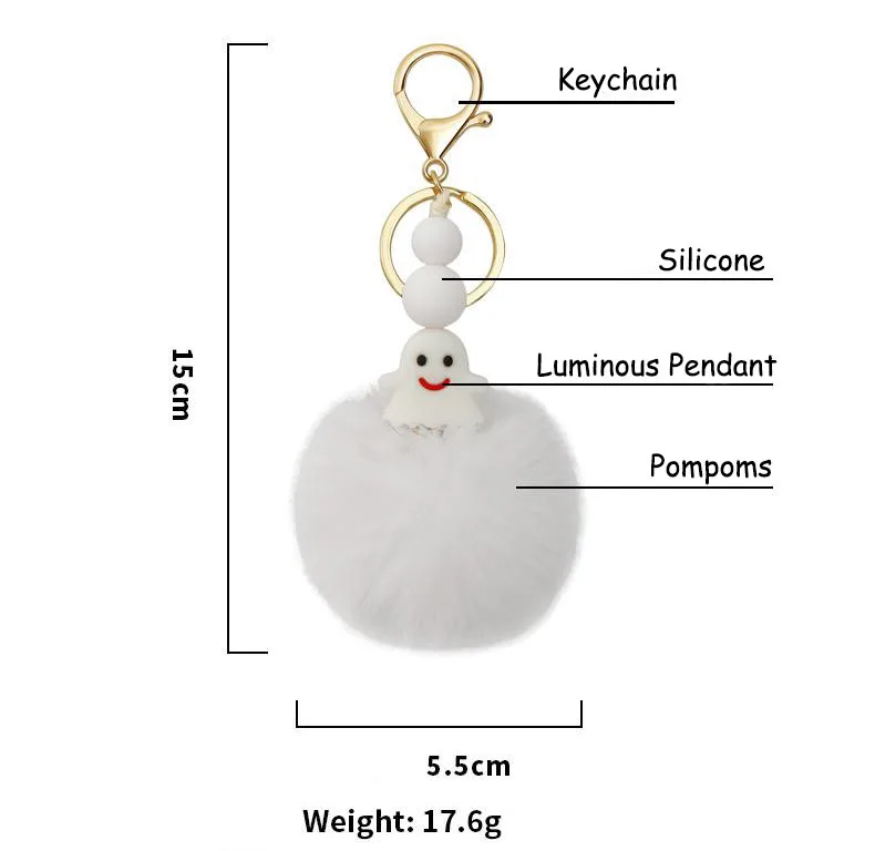 Novelty Promotional Gifts Keyring Manufacturer Custom Design Decor Black White Red Mini 3d Halloween Silicone Plush Keychain