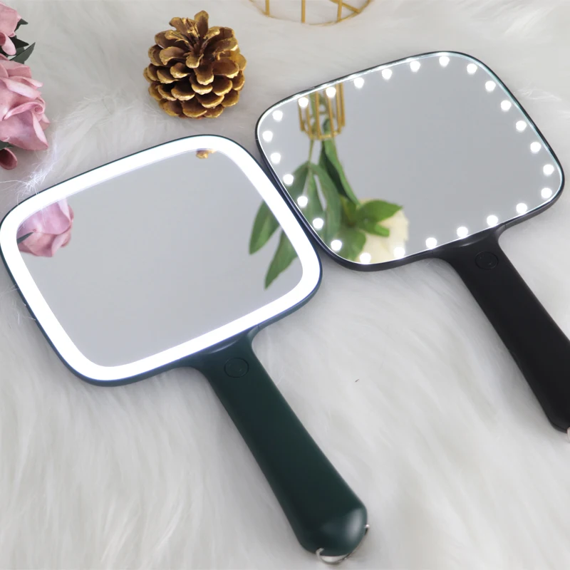 barber handheld mirror logo custom led hand mirror with handle