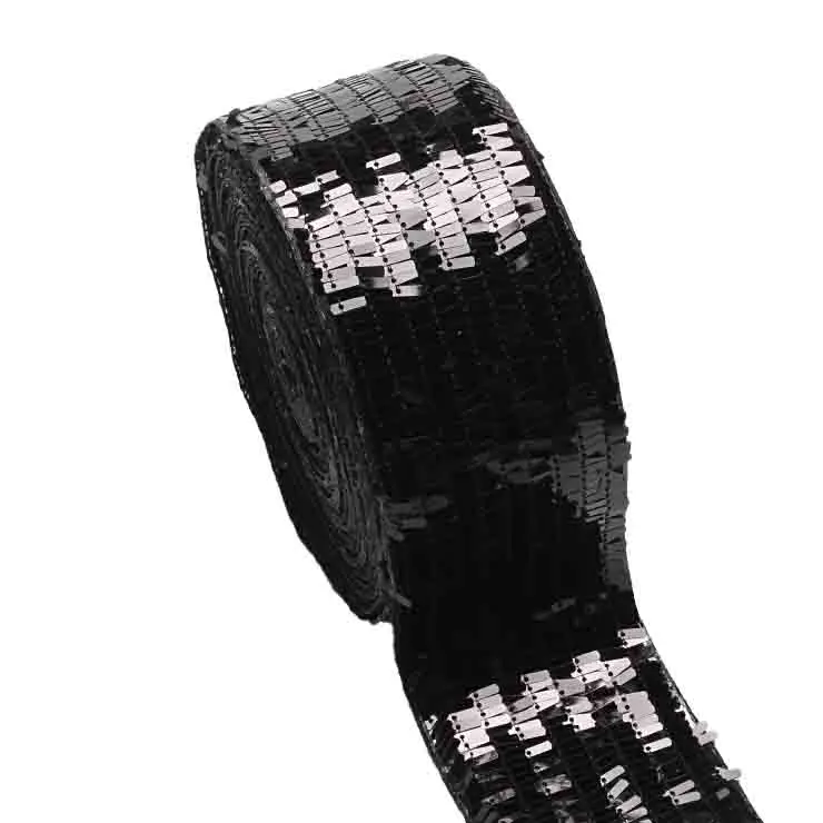 3 inch 75mm Wholesale Glitter Small Sequin Ribbon Velvet for Hair Bows Headband Custom Ribbon Sewing Material