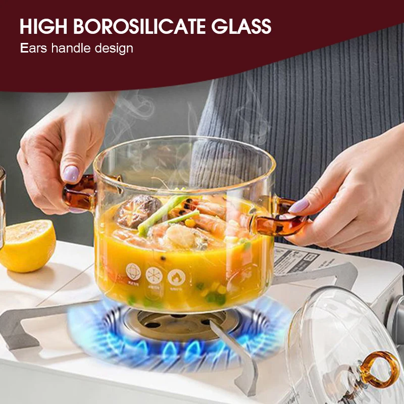 Household clear high borosilicate glass stewing stock Pot high temperature resistant glass stock pot