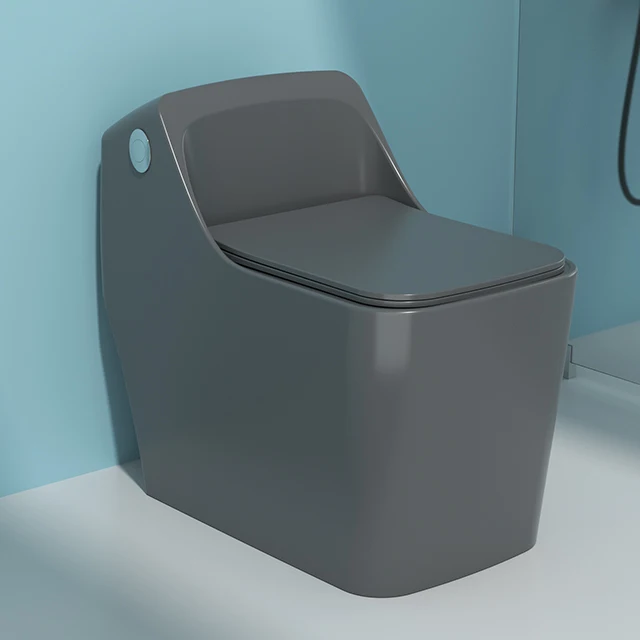 Popular One Piece Colored Square Toilet Matte Black Bathroom Floor Mounted Chinese Ceramic WC Toilet