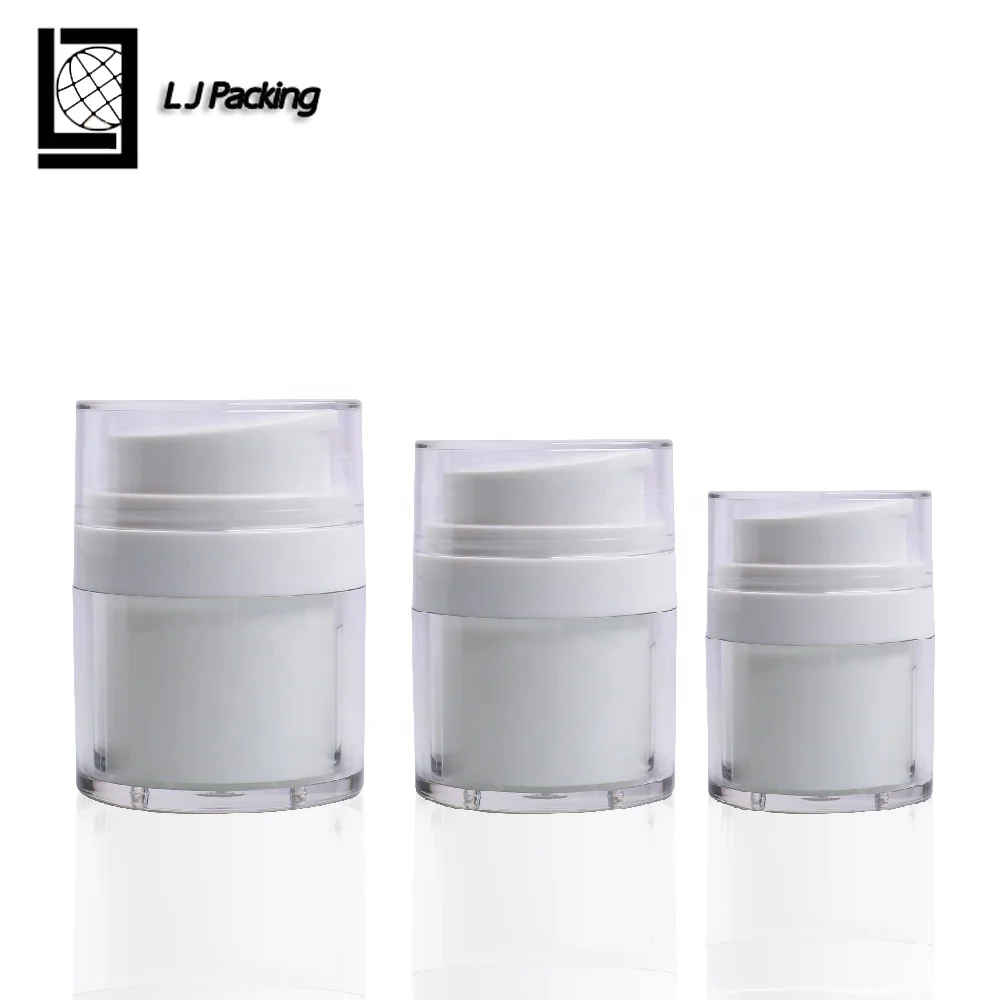 Empty plastic acrylic refillable cosmetic cream jar airless pump with box 15ml 30ml 50ml
